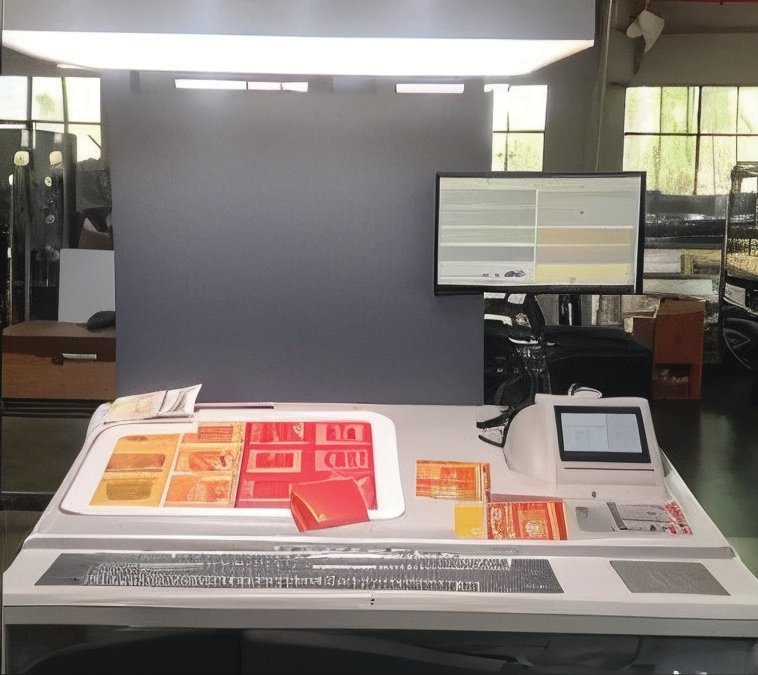 Ink remote control unit (with Ink control touch screen, Main console touch screen, Sample table)